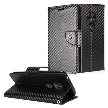Imagem de Z-GEN - Motorola Moto G7 Play XT1952 - Capa carteira flip PU para celular - CT5 Carbonfiberblack