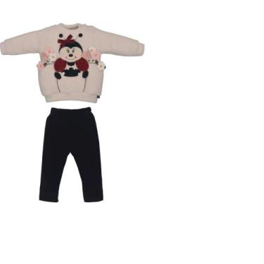 Imagem de Conjunto Bebê Menina Marfim Plush Ana Vitória Joaninha - Upi Ulli, P