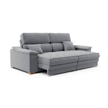 Imagem de Sofá 3 Lugares Retrátil e Reclinável Lupin Linho Cinza 180 cm