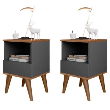 Imagem de Kit Duas Mesas De Cabeceira Pé em Madeira Pix Cinza ENVIA SOMENTE 02 K