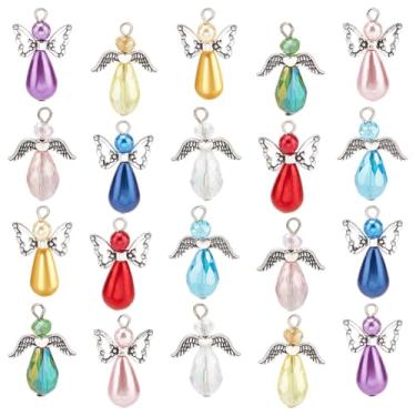 Imagem de SUNNYCLUE 1 caixa, 30 peças, berloques de anjo de Ação de Graças, pingentes de anjo da guardia, asas de fadas, contas coloridas de pérolas, pingentes de Páscoa de Natal para fazer joias, lembrancinhas