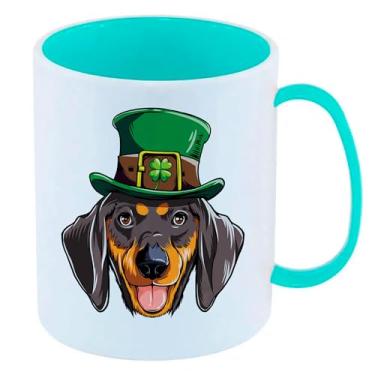 Imagem de Caneca de Polímero Plástico Inquebrável Infantil Azul Tiffany Dachshund PATRICKS DAY CACHORRO LINDO