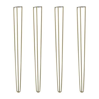 Imagem de Kit 4 Pés de Metal 90 CM Hairpin Legs Aparador e Mesa de Canto Dourado