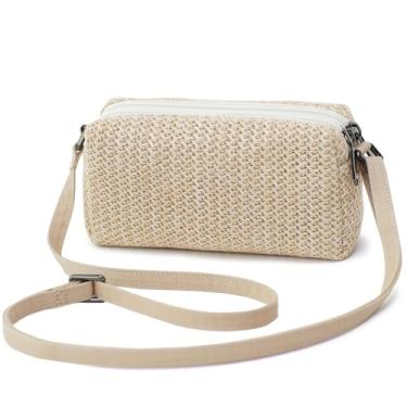 Imagem de BBORGDC Bolsa transversal pequena para mulheres, Palha esbranquiçada, Small