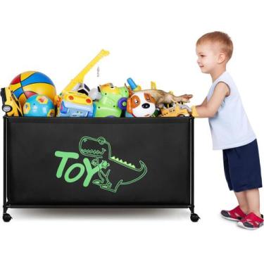 Imagem de Caixa de Armazenamento de Brinquedos MISSLO 124L com Rodas - Preta