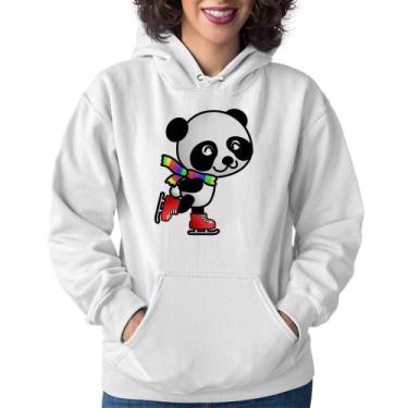 Imagem de Moletom Feminino Panda de Patins - Foca na Moda, Branco, GG