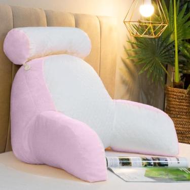 Imagem de Almofada de Descanso Apoio Lombar Multiuso Travesseiro Ergométrico, Almofada de Leitura para Cama Apoio de Costas Macia, 55 cm Altura com Encosto, 60 cm Largura(ROSA)