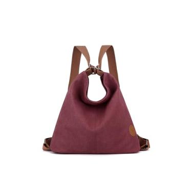 Imagem de CORIOS Mochila feminina de lona bolsa de ombro casual bolsa de mão grande capacidade alça superior bolsa multifuncional, Roxa, Large, Estilo casual