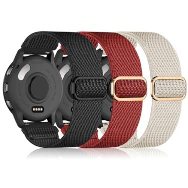 Imagem de Pulseiras elásticas esportivas de nylon de 22 mm compatíveis com Garmin Vivoactive 4/Venu 3/Venu 2/Forerunner 265/255, pacote com 3 pulseiras de substituição para homens e mulheres, Preto + luz das