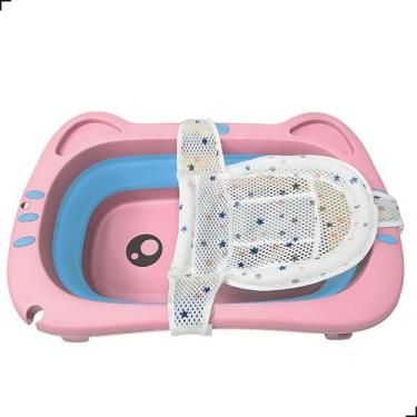 Imagem de Banheira De Bebê Recém-nascido Azul Dobrável Com Redinha - Tibaby, Ros