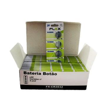 Imagem de Caixa com 100 unidades de bateria pilha botão controle CR2032 - FLEX