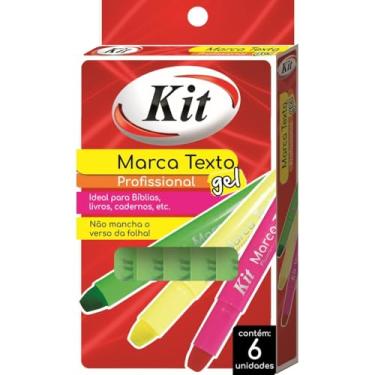 Imagem de Marca Texto Kit Gel Profissional,l amarelo, caixa c/ 06 unidades