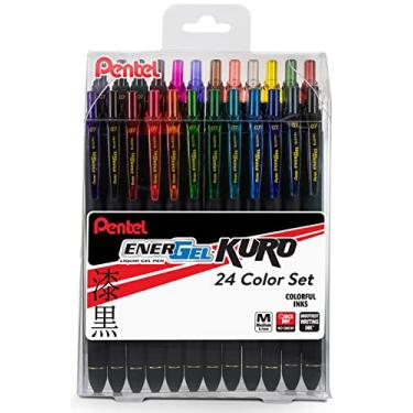 Imagem de Caneta de gel líquido EnerGel Kuro, (0,7 mm) linha média, tinta sortida, 24 peças