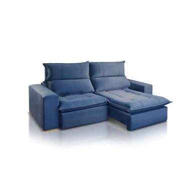 Imagem de Sofá Retrátil e Reclinável York Luxo Linho 2.10m JC Estofados, Azul