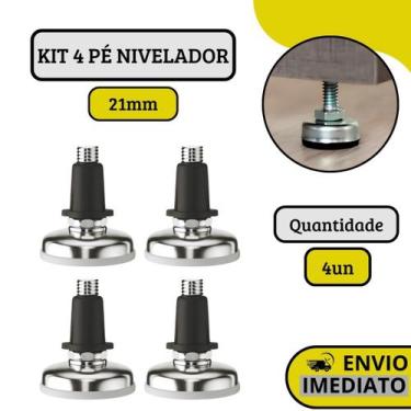 Imagem de Kit 4 Sapata Pé Nivelador Para Regulagem De Móveis Com Bucha 21mm - HD