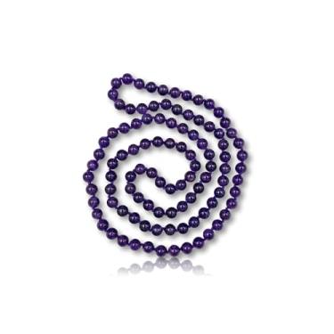 Imagem de MGR MY GEMS ROCK! Colar de 7 a 8 mm de comprimento, acabamento fosco, pedra semipreciosa, infinito, infinito, comprimento de ópera, mala, chacra, contas à mão, para mulheres ou homens., Ametista,