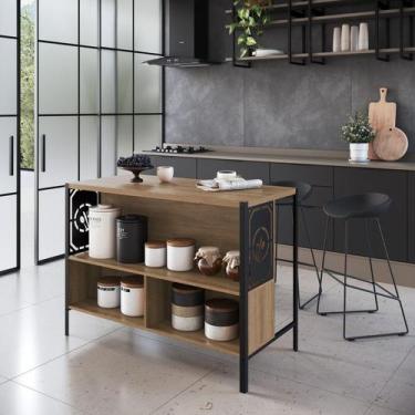 Imagem de Mesa Bancada Gourmet Estilo Industrial 127cm  P1034 Placa e Ponto Mel 