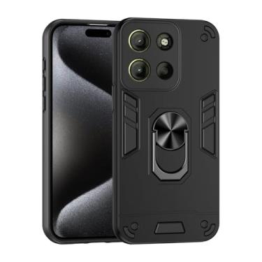 Imagem de Capa compatível com Motorola Moto G15 4G, compatível com Motorola Moto G15 4G suporte embutido para carro magnético à prova de choque e antiqueda, capa preta