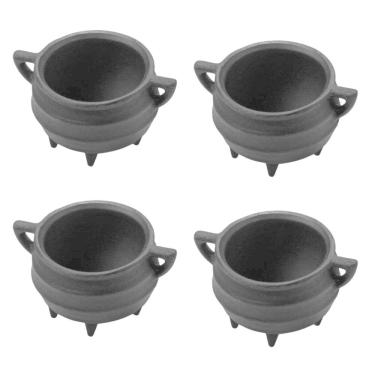 Imagem de Kit 4 Caldeirões Tripé Miniatura 6 cm 100ml em Ferro Fundido Panela Mineira