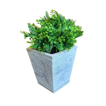 Imagem de Vaso De Planta Coluna Quadrada Com Prato Pp (cinza)