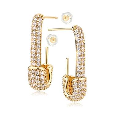 Imagem de MYEARS Brincos de argola femininos dourados com pino de segurança infinito, 14 quilates, preenchidos com ouro grande, boêmio, simples, delicado, joia hipoalergênica, presente