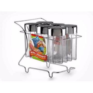 Imagem de Mini Carrinho Com 6 Porta Condimentos Cromado - Arthi