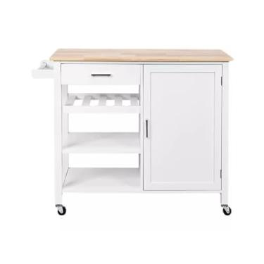 Imagem de Carrinho de Armazenamento Mesa de ilha de cozinha móvel multifuncional mesa de corte balcão de bar doméstico armário de jantar aberto Carrinho de Armazenamento