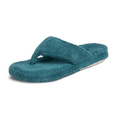 Imagem de Acorn Pantufas femininas de spa com conforto de contorno de nuvem – suporte de arco e forro felpudo felpudo, perfeito para praia, acampamento, piscina ou banheiro, Pavão, 5-6