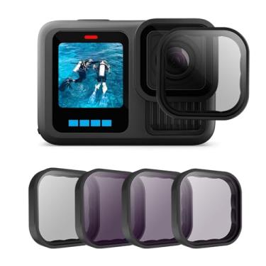 Imagem de AFAITH Kit de filtros ND e CPL para GoPro Hero 13 preto, pacote com 4 filtros de lente ND8 ND16 ND32 CPL, conjunto de filtros de densidade neutra e efeitos polarizadores, moldura de alumínio ultrafina