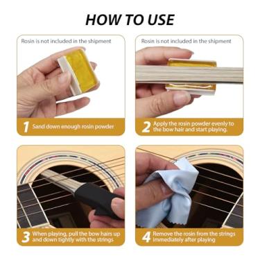 Imagem de para Guitarra, Desbloqueie Novas Técnicas de Execução, Imita o Som do Violino, Construção Estável, Liga de Alumínio, Crina de Cavalo, Com Pano de Limpeza e Manual