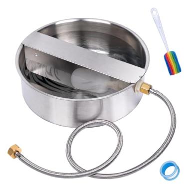 Imagem de KHEARPSL Dispensador automático de tigela de água para cães ao ar livre com válvula flutuante, 6,5 L, irrigador automático de aço inoxidável resistente para cães grandes, gatos, filhotes, galinhas