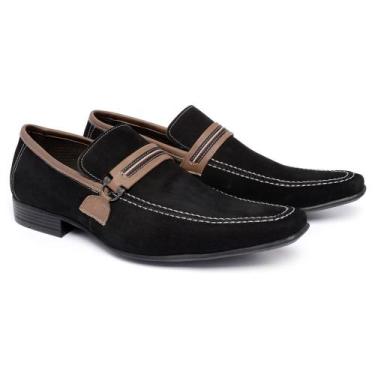 Imagem de Sapato Social Casual Masculino Couro Nobuck Preto 46900P - Scarpazi, 4