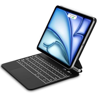 Imagem de GOOJODOQ Capa com teclado magnético para iPad Pro 11 polegadas (4ª/3ª/2ª/1ª) geração 2022, trackpad click-Anywhere com 7 cores retroiluminadas Bluetooth fina e leve para iPad Air 5ª/4ª geração 11