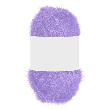Imagem de PATIKIL 1 novelo de 100 metros, fio de poliéster brilhante Scrubbie fio de coração vermelho brilhante vidro para panos de prato crochê cobertor de tricô tapete suéter cachecol chapéu, roxo