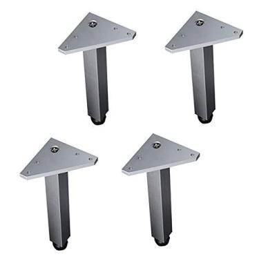 Imagem de XWZFFAI Pés quadrados sólidos para móveis DIY Pernas de sofá de metal, pés de suporte ajustáveis de 40 cm, mesa de centro substituível, armário de TV, pernas de cama, 18 cm, placa de montagem
