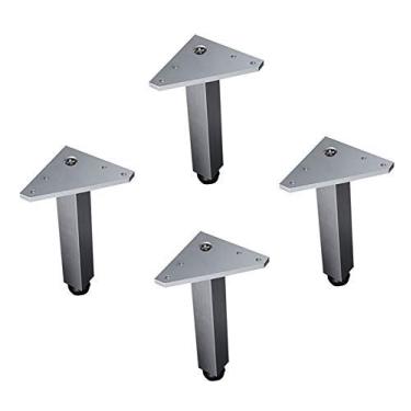 Imagem de XWZFFAI Pés quadrados sólidos para móveis DIY Pernas de sofá de metal, pés de suporte ajustáveis de 40 cm, mesa de centro substituível, armário de TV, pernas de cama, placa de montagem triangular