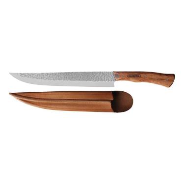 Imagem de Faca Butcher Tramontina Nômade Com Lâmina Em Aço Inox E Cabo De Madeira Com Bainha De Couro 10 Polegada