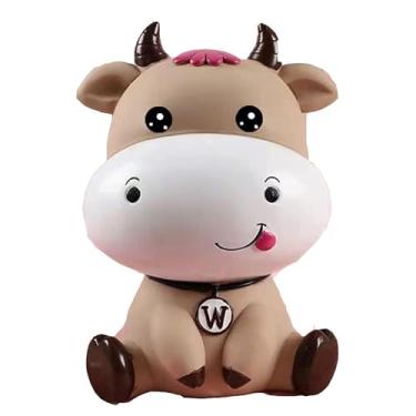 Imagem de Generic Cofrinho para meninos e meninas, cofrinho de vaca grande e pequeno, marrom aberto, vinil, 22 x 14 cm