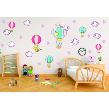 Imagem de Adesivo De Parede Infantil Elefante Raposa Balões