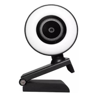 Imagem de Webcam 1080p Anel Luz Led Microfone Ring Light Usb Gira 360º - FULL HD