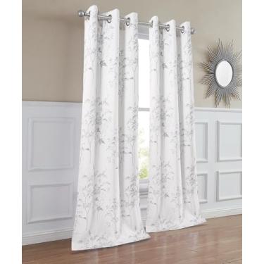 Imagem de Cortinas escurecidas para quarto e sala de estar, conjunto de 2 painéis, 96,5 cm x 213,4 cm (total de 193 cm de largura), controle de luz e privacidade, semiescurecido, lavável na máquina, ilhós de