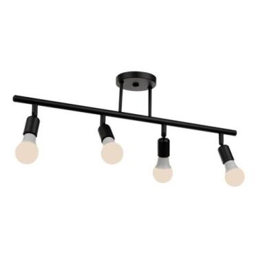 Imagem de Spot Trilho 70 Cm Para 4 Lâmpadas E27 Preto Fosco - Om Luz