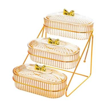 Imagem de Ioensy Multi -camadas alimentos serve a bandeja de armazenamento de armazenamento Plate de frutas multiusencas para o prato para cookies de biscoitos de, 3 Camadas, 17.5cmx26.5cmx24cm