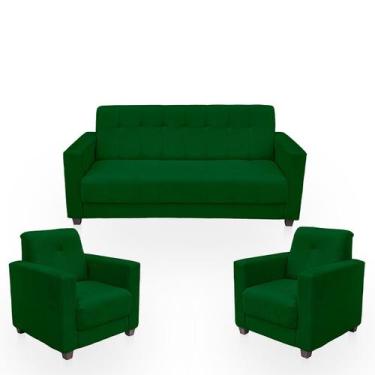 Imagem de Sofá + 2 Poltrona Para Sala de Estar Moderno Confortável Veneza Suede 