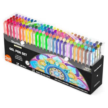 Imagem de Shuttle Art Conjunto de 260 canetas de gel com 220% de tinta para livros de colorir para adultos, marcadores de arte, 130 canetas de gel coloridas mais 130 refis
