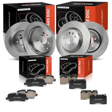 Imagem de A-Premium Rotores de freio a disco ventilado dianteiro e traseiro + kit de pastilhas de cerâmica compatível com modelos Land Rover - Range Rover Sport 2006 2007 2008 2009, conjunto de 12 peças