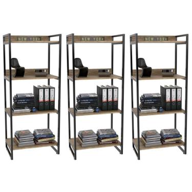 Imagem de Kit 3 Estante Multiuso 60cm 4 Prateleiras C08 Carvalho