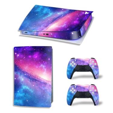 Imagem de Adesivo para console PS5 e controle sem fio, conjunto completo de decalque de vinil capa protetora para edição digital (roxo)
