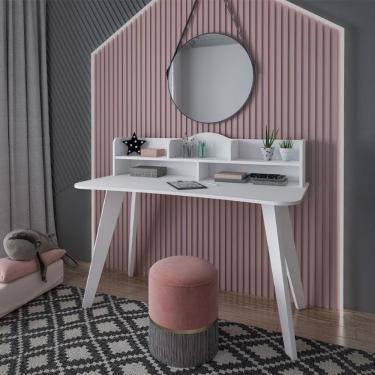 Imagem de Escrivaninha Artely Sofia Com Nichos 120cm De Largura Branco Fosco