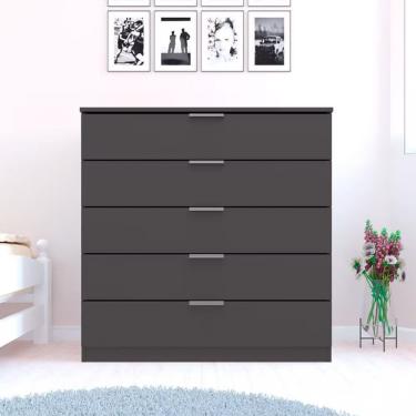 Imagem de Cômoda Bartira Diplomata 5 Gavetas Grafite